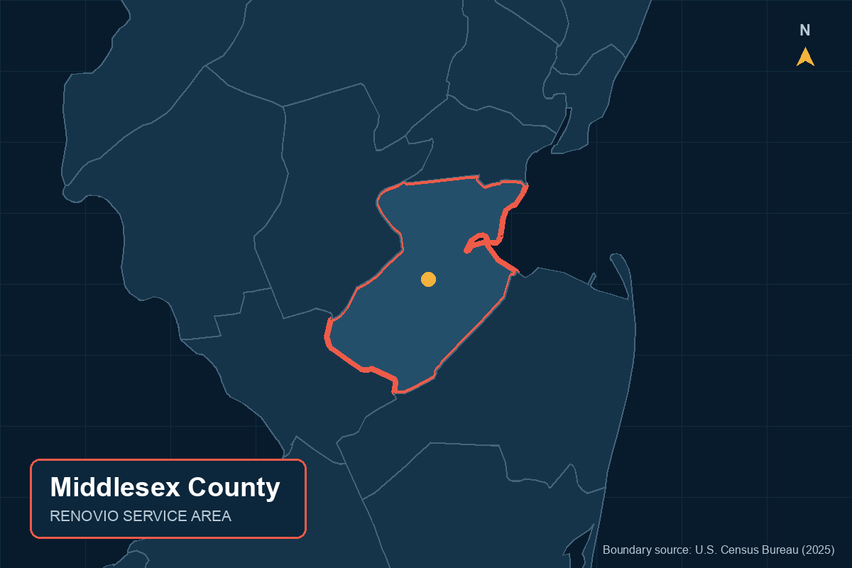 Middlesex County service area map